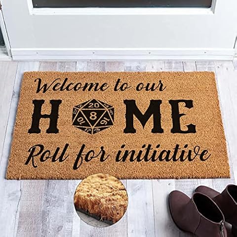 Funny Coir Doormat Welcome to Our Home Roll for Initiative Welcome Front Porch Decor Doormat For The Entrance Way Personalized Rugs Non Slip Entry Mat Coconut Coir Funny Outdoor Mat 23.6 x 15.7 inch Cover