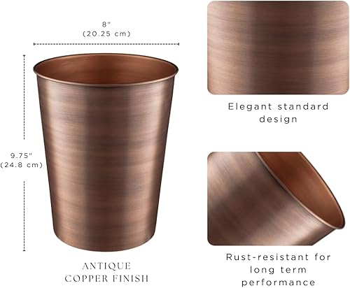 Miniatura 2 de Monarch Abode Cubo de basura de metal hecho a mano de cobre para el hogar, oficina, dormitorio, cesta de basura decorativa, cubo de basura moderno