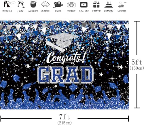 Fondo fotográfico graduación 7x5 pies azul Hilioens miniatura 5