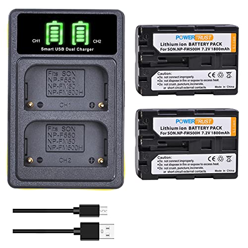Cargador y batería NP-FM500H compatible con cámaras Sony Alpha A900 A77V A57 A350