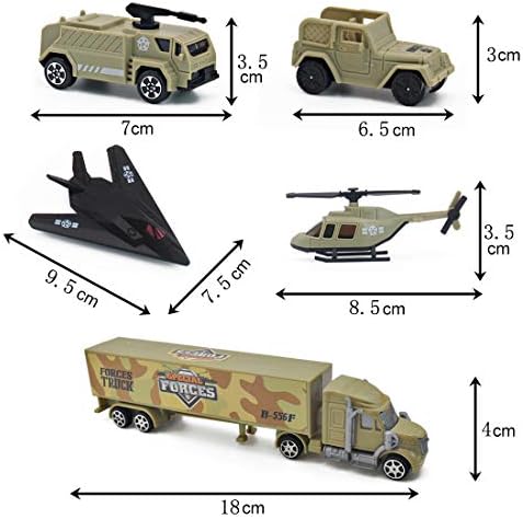 deAO 12 Pieces Special Forces Assorted Military Vehicles Scaled Army Toy Play Set-Stealth Bomber, Tank, Helicopter, Jets