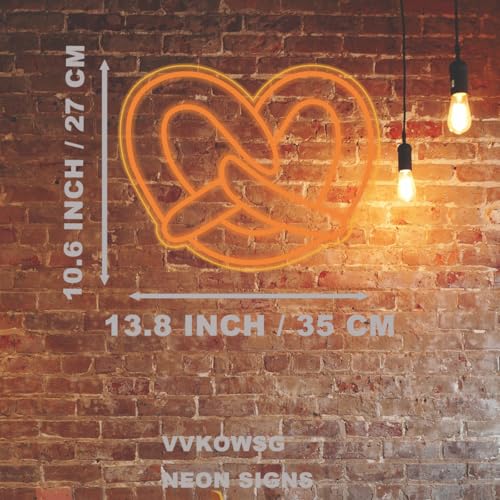 Image of Pretzel Bakery LED Neon Sign Super Bright Acrylic Dimmable Pretzel Led Light Food Neon Light Size 13.8x10.6 in Cute Neon Sign for Shop Window Store Display Beer Bar Nightclub Grand Opening Gift