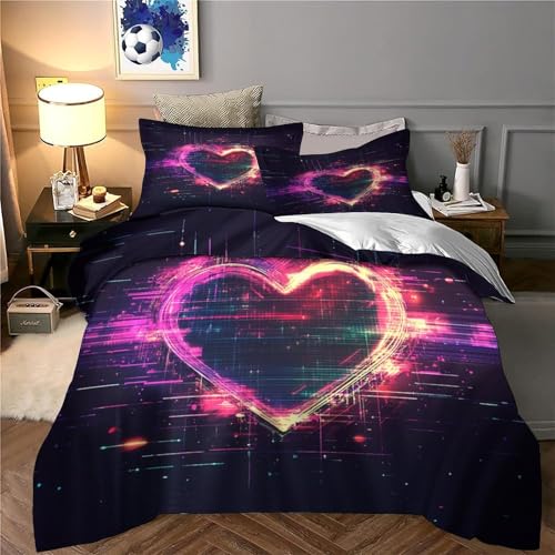 Housse de couette anti-transpiration en microfibre respirante motif néon 3D pour lit double - 6
