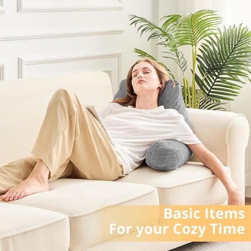 Sasttie Reading Pillows for Sitting in Bed Adult, Velvet Back Pillow Bed Sitting Up, Back-Rest Support Cushion for Sit Up on Couch, Sofa, and Floor, Dorm Essentials, Oeko-Tex Certified, Dark Grey - Image 9