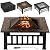 Flamaker Outdoor Fire Pit 32 Inch Patio Square Metal Firepit with Cover Poker & Grate Wood Burning Fireplace Backyard Stove for Outside Heating Camping