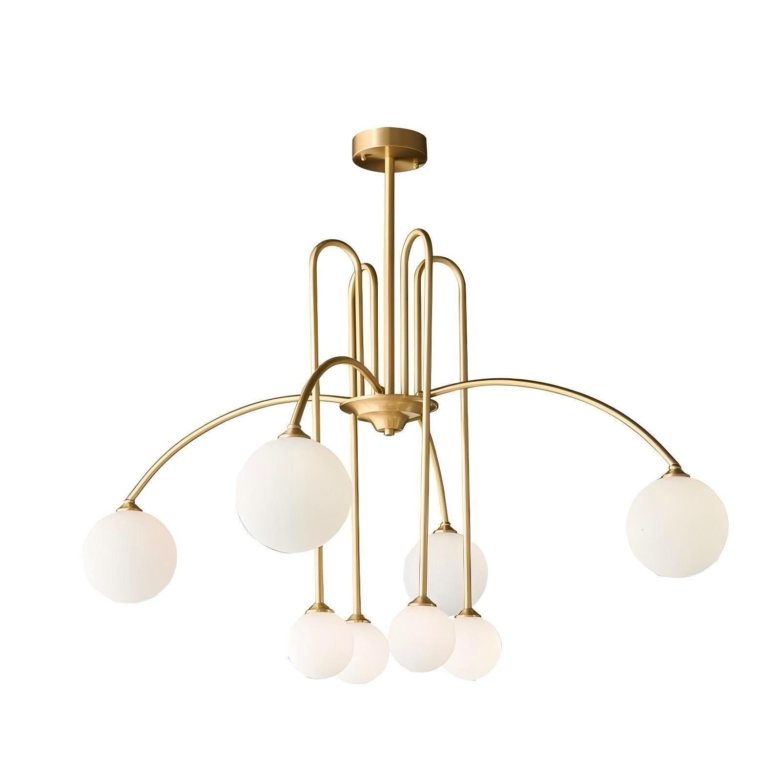 TWISAXC Large Chandelier Chic Milk Glass Chandelier Unique Battery Powered