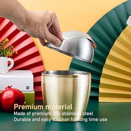 Image of Loboo Idea Desktop Mini Trash Can with Lid, 304 Stainless Steel Mini Trash Can 1.5 L / 0.40 Gal for Tabletop, Multipurpose Desk Trash Can Waste Basket