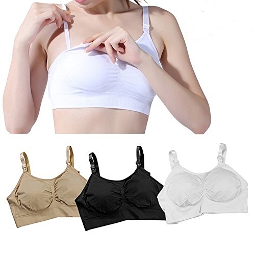Sujetador para lactancia o para dormir, talla 80  115 A B C D E F, color blanco, negro o beis paquete variado Talla:S 36-38 (UK 8-10)