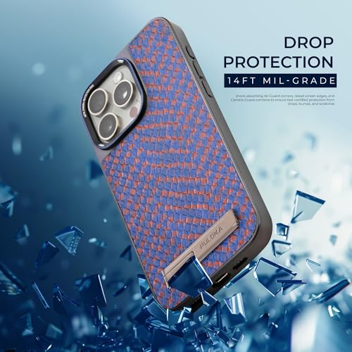 Image of PULOKA for iPhone 14 PRO Case, Back Cover with Kickstand & Metal Camera Ring & 360 Military-Grade Protection, | Ultra Hybrid Slim Case (Blue, iPhone 14 Pro)