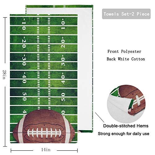Naanle Set Of 2 Stylish American Football Field Ball Soft Fluffy Guest Hand Towels, Multipurpose For Bathroom, Hotel, Gym And Spa (14" X 28") #TOP2