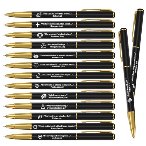 Vebermo 15Pcs Christian Bible Verse Pen, Inspirational Ballpoint Pens with Religious Scripture...