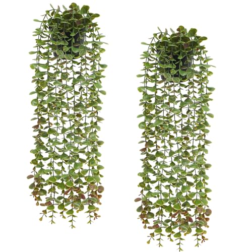 Veryhome 2Pack Artificial Hanging Plants in Potted Eucalyptus Fak...