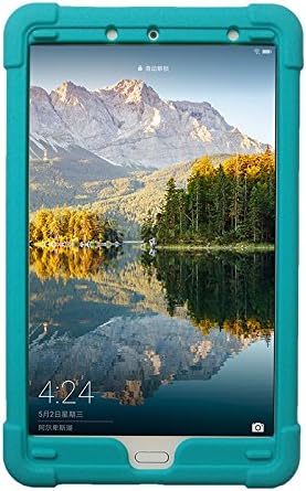 MingShore for Huawei MediaPad M5 8.4 Inch Tablet 2018 Released Silicone Rubber Rear Bumper SHT-W09-AL09 Kids Friendly Handstrap Soft Rugged Case Turquoise