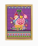 Easter Basket CS1564-2 - Counted Cross Stitch KIT#2. Set of Threads, Needles, AIDA Fabric, Needle Threader, Embroidery Clippers and Printed Color Pattern Inside.