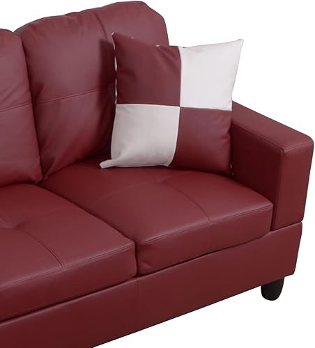 Miniatura 6 de Moderno sofá seccional de cuero en forma de L (rojo, hacia la izquierda)