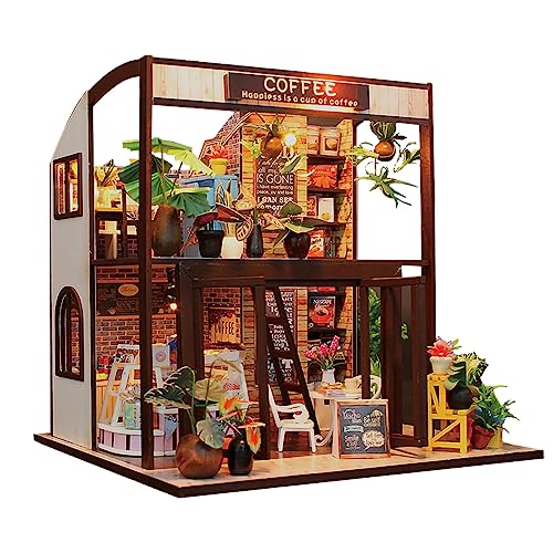 XYUYTOEI Dream Room Book Nook Kit, Wooden Diorama Craft for Adults, Mini Puzzle Library House 1:24 Scale (248-Cozy Time Café)