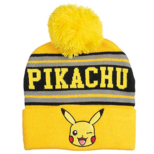 Bioworld Pokemon Pikachu Embroidered Beanie Cap Hat One Size Licensed New Yellow