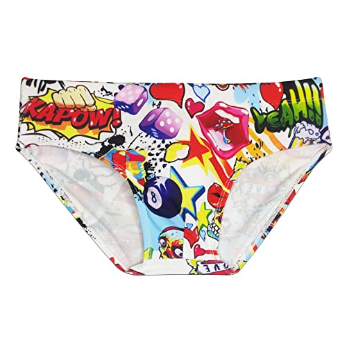 UXH Mens Swimsuit Briefs Padded Push-Up Swimwear Carton Sexy Fashion Swimming Bikini Board Beach Surfing Swim4