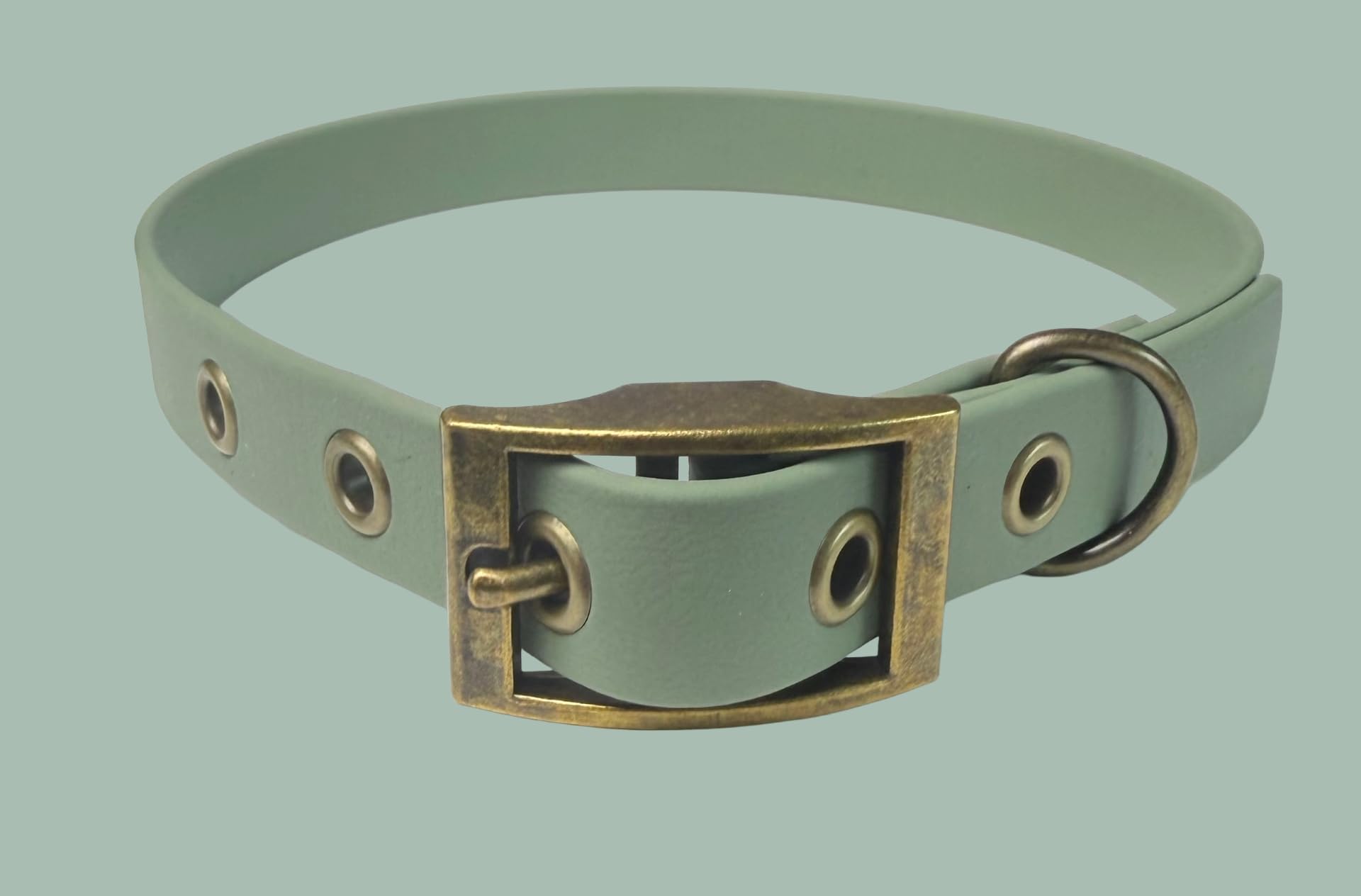 Genuine Biothane Waterproof webbing adjustable Dog Collar by eSKay with buckle. (Foggy Green, Medium 16-20 inches)