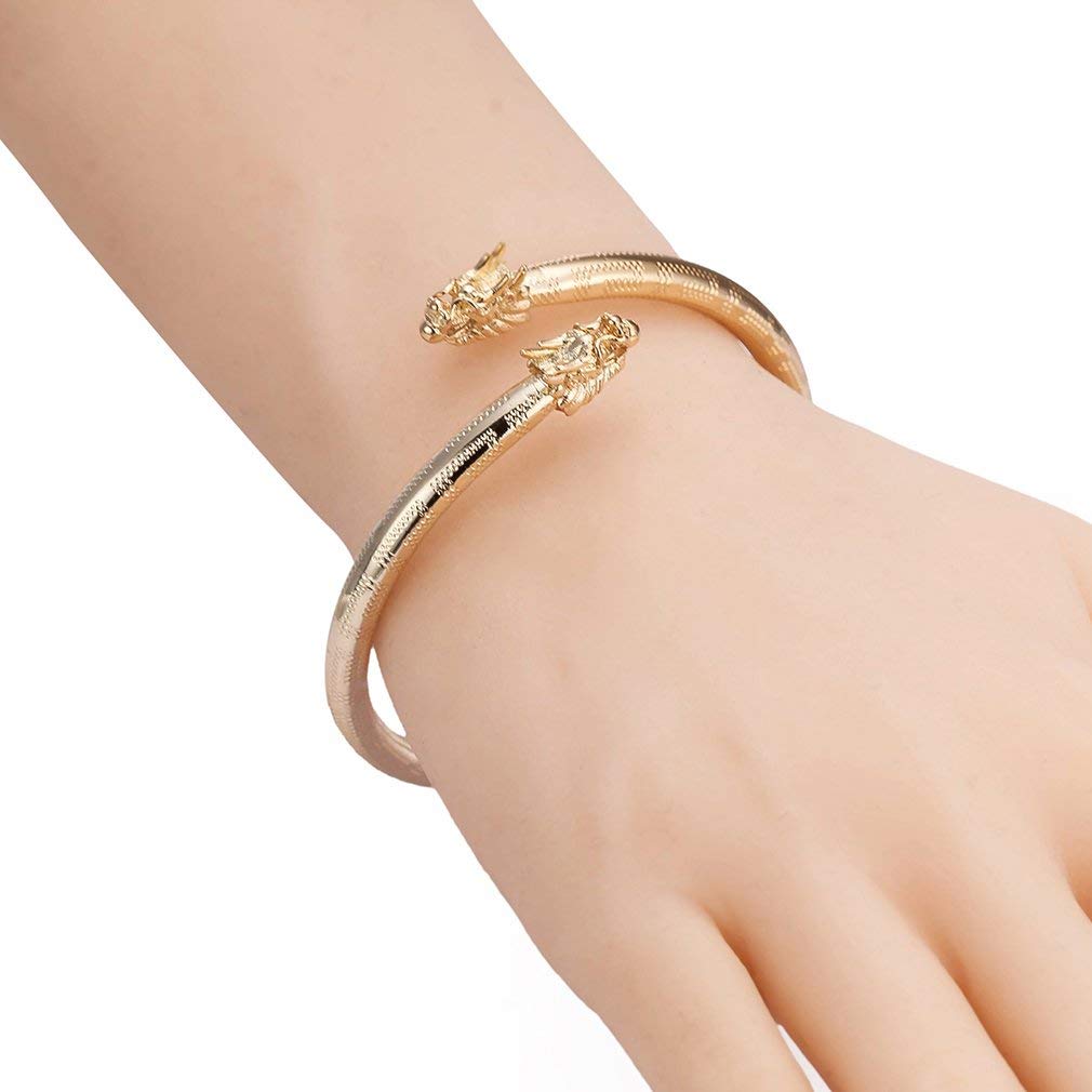 Elegancka 18K Urocza Złota Pozłacana Smok Cyrkon Bransoletka Damska Biżuteria Ślubna Prezent