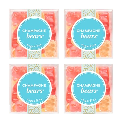 Sugarfina Champagne Bears Small Candy Cube, Gummy Bears, 3.3 oz, 4 Count
