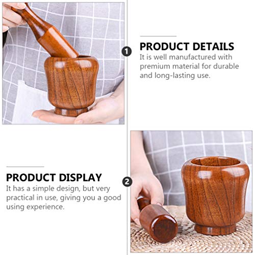 HEMOTON Almofariz E Pilão Set Misturador E Triturador de Madeira Tigela para a Medicina Pílula Crush