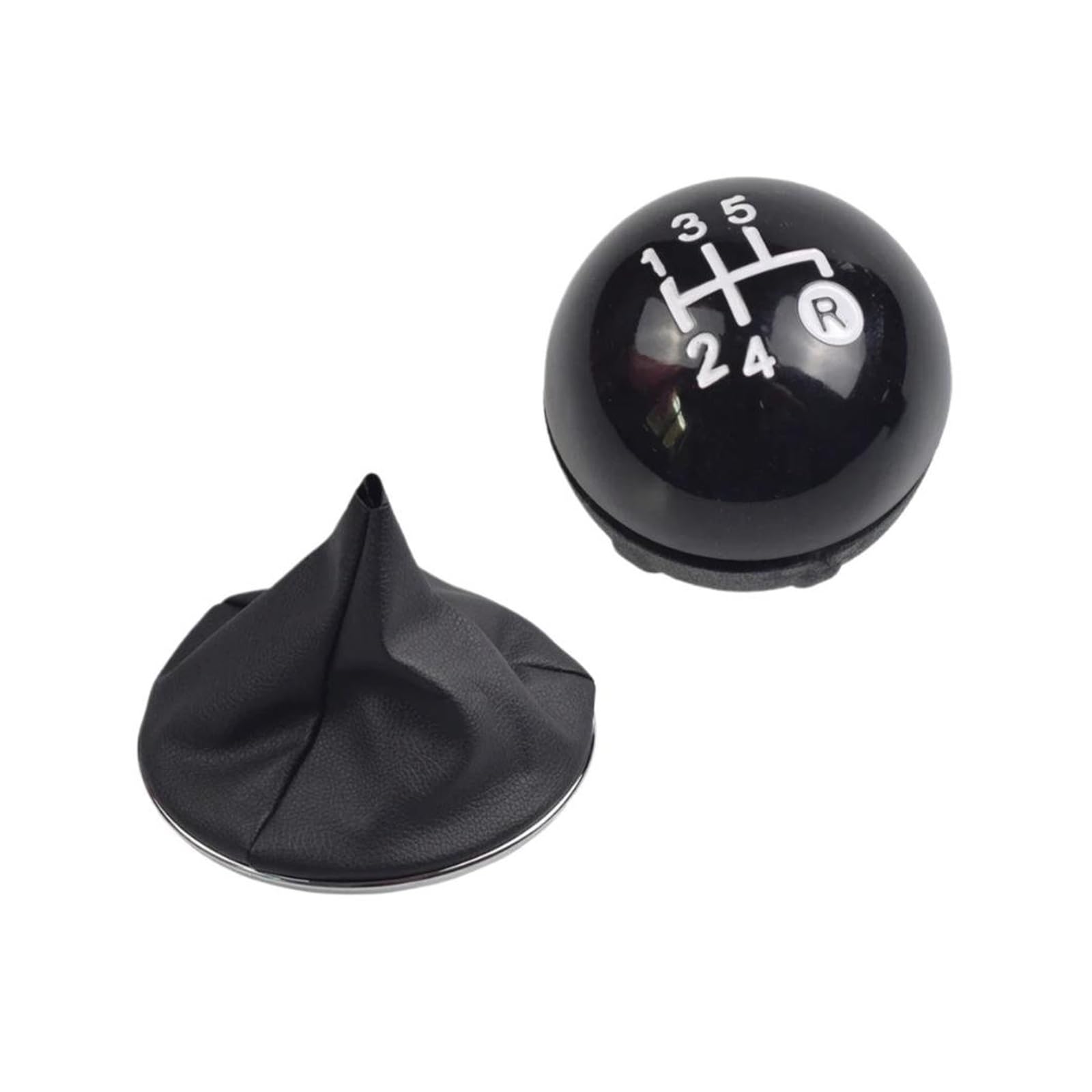 JSYALMSLW Knob with Boot Gear Shift Knob Manual Upgrade for Fiat 500 2007-2015 5-Speed / 6-Speed Stylish Gear Shifter OE 55344048 1 Pc/2 PCS(5 Speed Bright Black)