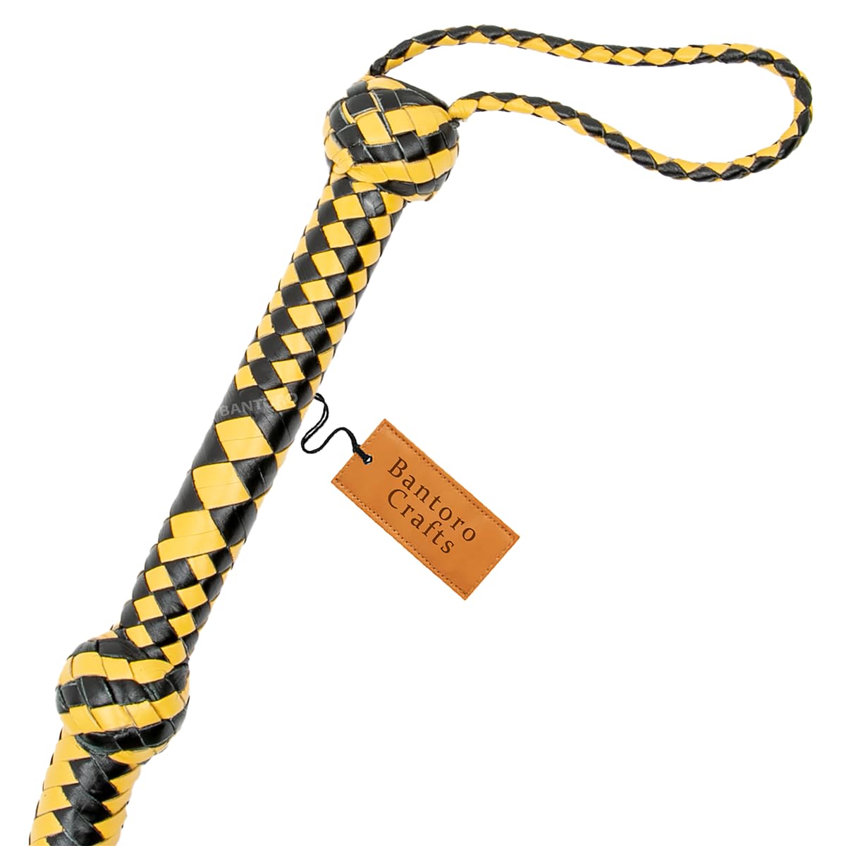 Nero e Giallo Frusta in Vera Pelle Lunghezza 8 Piedi (2,4 Metri) 12 trecce Fili Pelle Intrecciata Frusta Forte e schioccante Raccolto di Equitazione