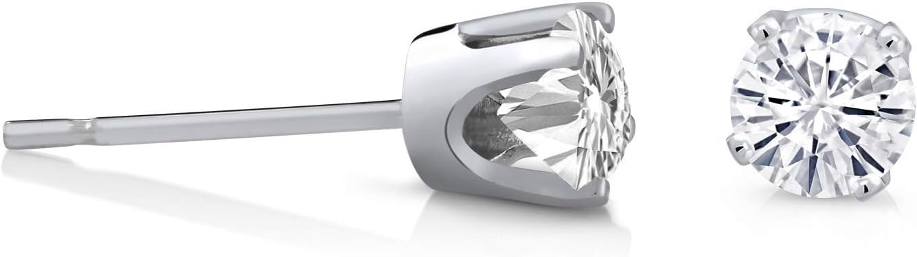 Gem Stone King 14K White Gold Moissanite Stud Earrings For Women Men (0.20 Cttw, Round 3MM)