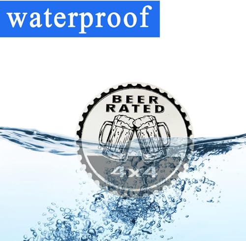Image of Beer Badge Rated Car Emblem, 4 x 4 Metal Automotive Badge 3D Metal Car Badges Emblems Round Emblem Decals Car Badge Decals Stickers Compatible with Jeep Wrangler Vehicles Trucks SUV Accessories(ZS073)