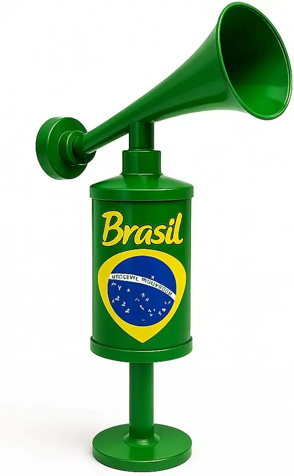 Buzina Corneta de Pressão do Brasil Copa do Mundo Verde e Amarelo 24cm Torcida