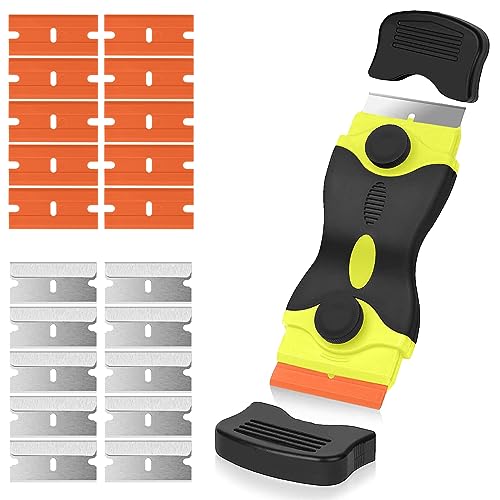 Flintronic Rascador, Rasqueta para Vitrocerámica Multiusos, Incluye 20 Cuchillas de Repuesto para...