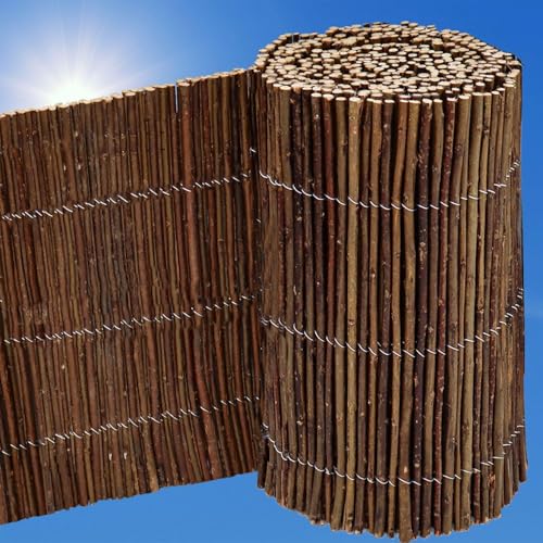 UrFence 300x40 Rouleau Jardin Bois - Bordure a Planter Flexible - Bordure Pelouse en Osier - Petite Barrière de Parterre - Bordurette de Massif - Cloture de...