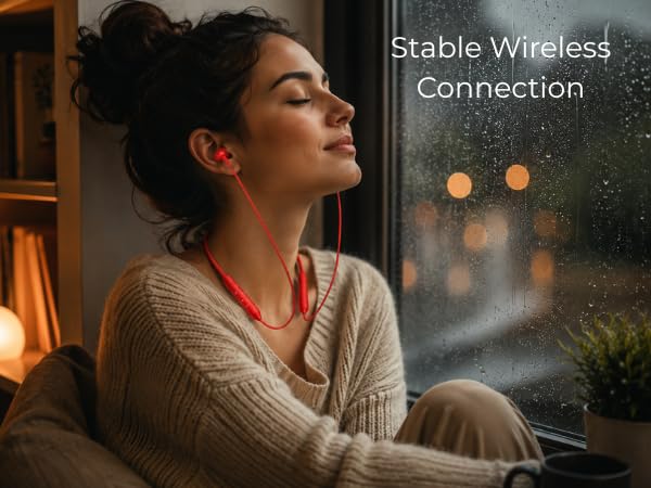 Image of Lynacz Original Bluetooth Neckband Compatible with Lenovo Z3, Nord, 13, 12 ETC Neckband Fast Charging Support, Deep Bass Audio, 45dB ANC, Dual Pair Mode & 28H Playback (Orange)
