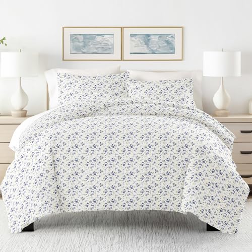 Housse de couette lit simple bleu clair Linen Market en microfibre douce - 3