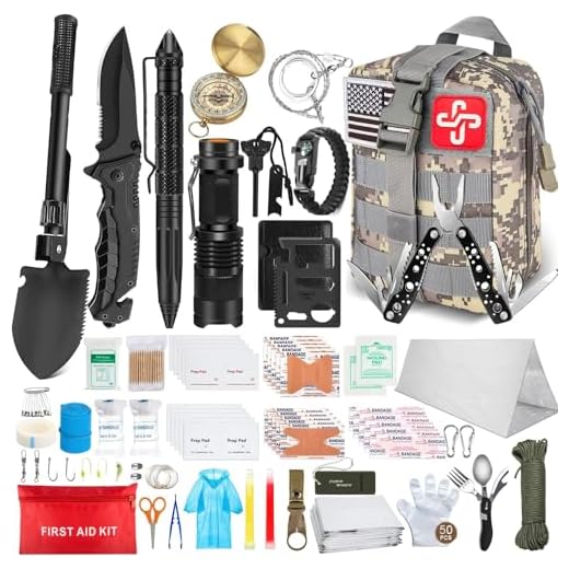 238Pcs Emergency Survival Kit and First Aid Kit, Professional Survival Gear Tool with Tactical Molle Pouch and Emergency Tent for Earthquake, Outdoor Adventure, Camping, Hiking, Hunting