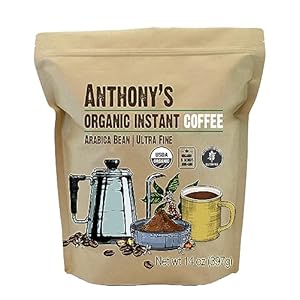 Anthony’s Organic Instant Coffee,14oz, Ultra Fine Microground, Gluten Free, Arabica, Non GMO