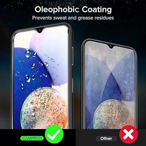 Image of Czartech Tempered Glass Guard for Samsung Galaxy M15 5G | A15 | F15 (6.5 Inch) Edge to Edge 9H Screen Protection with Easy Cleaning Kit