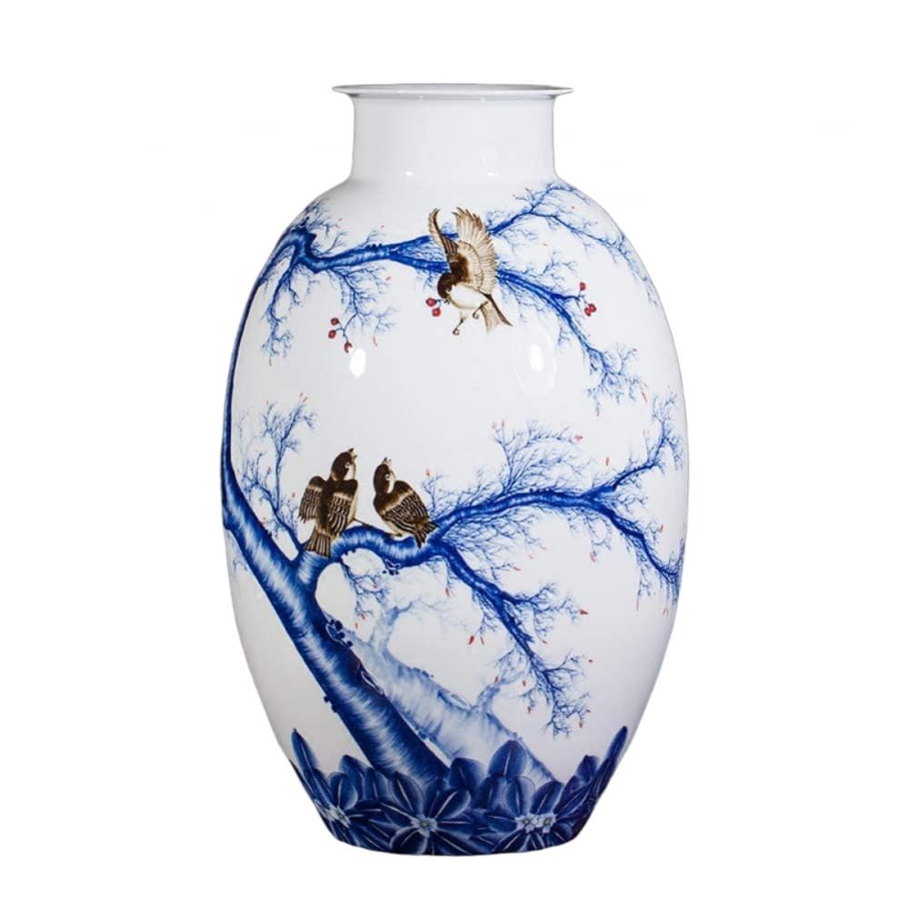 asdchZen Vase Ceramics Blue And White Porcelain Vase Famous Hand Painted Large Vase Living Room High Ornaments Gifts Porcelain Ceramic Vase