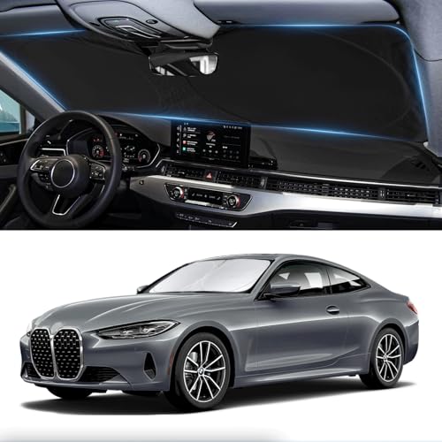 for BMW 4 Series Windshield Sun Shade Sunshade Fit for 2021-2024 2025 BMW 4-Series 2DR Coupe Convertible Sun Visor for M4, 428i 430i 435i 440i Base Sport Front Window Shield Accessories