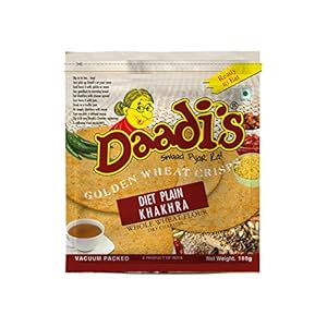 Daadi’s Golden Wheat Crisps Diet Plain Khakhra 180g (Pack of 3)