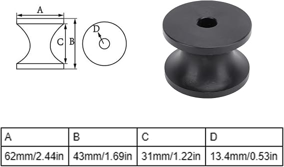 Sorandy 2 Pcs Boat Trailer Rollers, 2.44x1.69in Marine Trailer Bow Roller Reduce Drag Black Nylon Boat Roller for Yacht, Lifeboat, Jet Ski