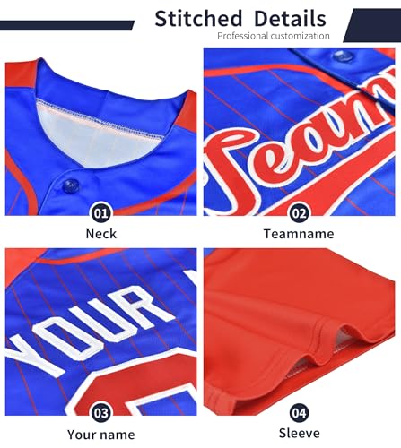 Custom Pinstripe Baseball Jersey Button Down Shirts Sports Uniform Personalized Name Number miniatura 4