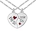 Produktbild 2-teiliges Herzketten-Set mit englischer Aufschrift Big Sis und Lil Sis für Freundinnen/Schwestern, Geschenkidee für Frauen/Mädchen
