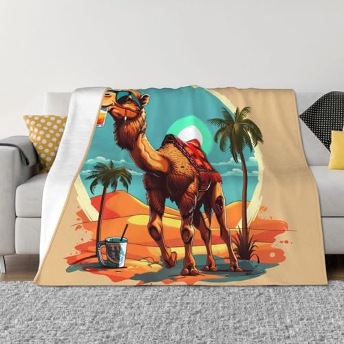 Cobija Cool Camel Oasis Vibes para sofá, manta de felpa suave, cómoda y cálida de 40 x 30 pulgadas, manta de franela ligera y acogedora para sofá cama