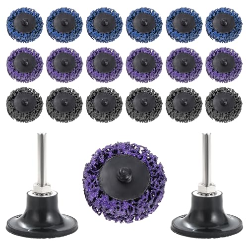 Coolty 18 Stück Schleifscheibe Reinigungsscheibe 50mm 2 Zoll CSD Disc für Oberflächenvorbereitung, Schleifen, Polier-Finish, Fräsrost mit Scheiben Pad-Halter