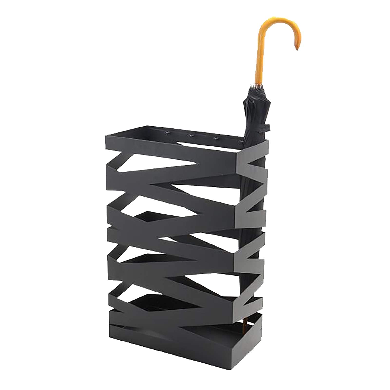 Porte-parapluie anti-goutte en métal noir pour sol sec de couloir