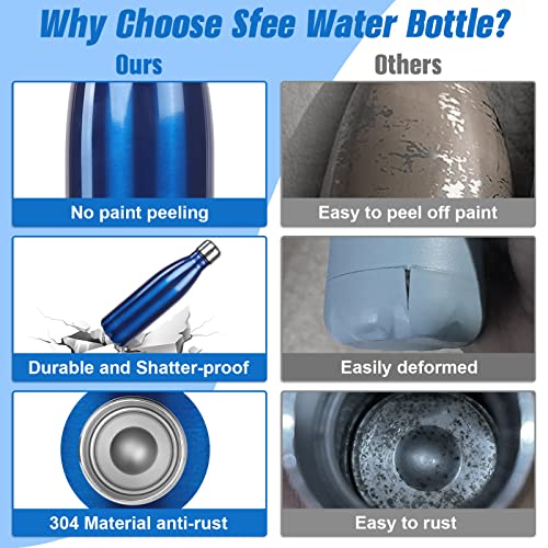 Image of Sfee Insulated Water Bottle, 17 oz Stainless Steel Water Bottles, Double Wall Vacuum Reusable Water Bottles Leak Proof BPA-FREE Sports Bottle Cup Keep Hot&Cold for Running Gym Workout Cycling Kids