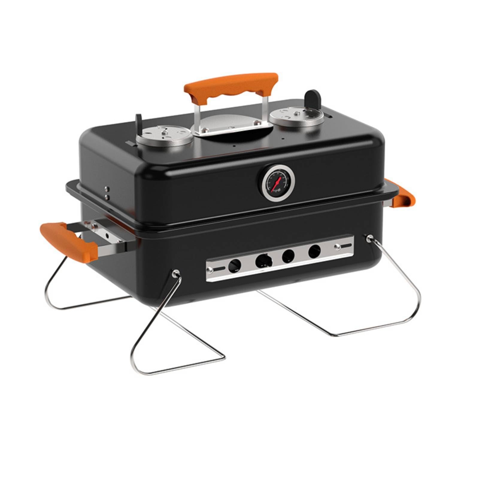 Barbecue a Carbone Portatile Adatto Al Campeggio Barbecue con Coperchio Robusto Griglia Portatile con Termometro per Campeggiatori, Giardino