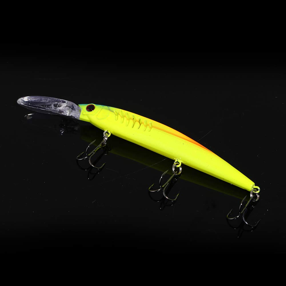 Señuelos de Pesca Blandos, 5PCS Señuelos de Pesca de plástico ABS Cebos Crankbaits hundidos con Ojos 3D Tres anzuelos triples for Agua Dulce Señuelos de Agua Salada Pesca en el océano